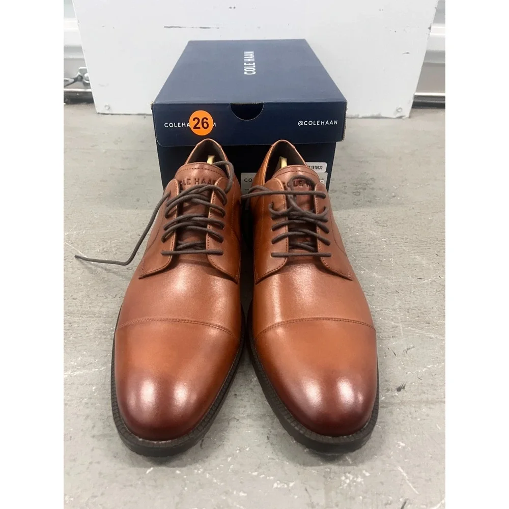 Cole Haan Modern Essentials C34138 Oxford‎ Mens US 9 M Brown Cap Toe Dress Shoes